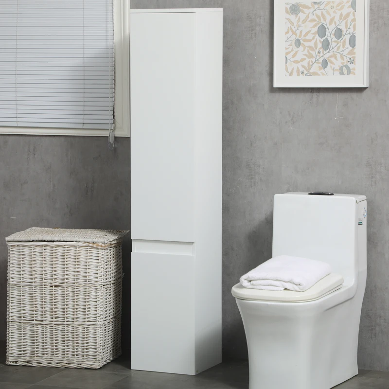 kleankin Tall Bathroom Cabinet, Freestanding Storage Organizer with Adjustable Shelves and Cupboards, 11.8" x 11" x 6", White