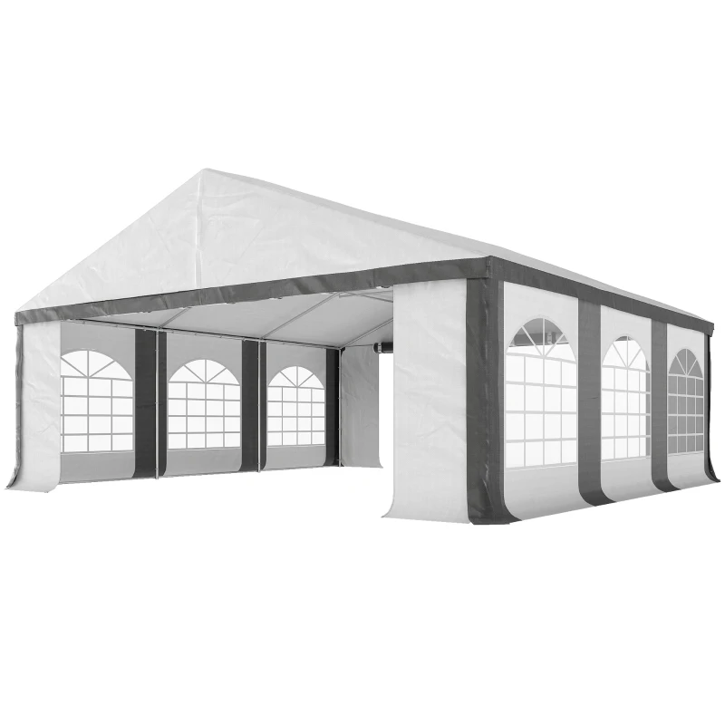 Outsunny 20' x 20' Heavy-duty Large Wedding Tent, Outdoor Carport Garage Party Tent, Patio Gazebo Canopy with Sidewall, Grey