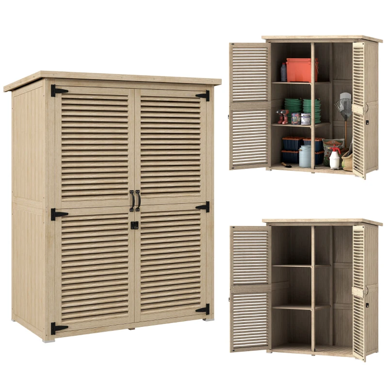 Outsunny 50" x 26" x 66" Wooden Garden Shed, Outdoor Storage Shed with Waterproof Asphalt Roof, Shelves, Natural