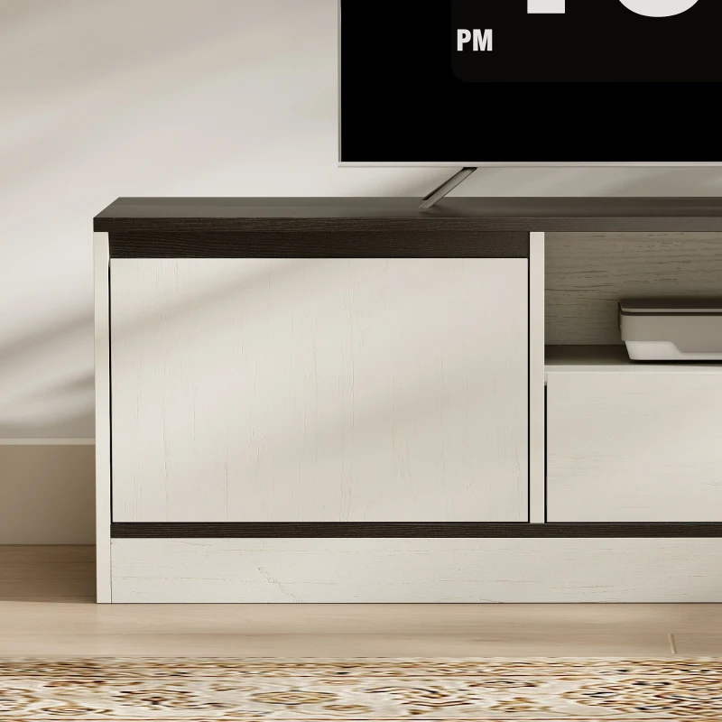 HOMCOM TV Stand for 55-60 Inch TV,  Entertainment Center w/ Cabinets, Shelf, Drawer and Cable Management for Living Room, White