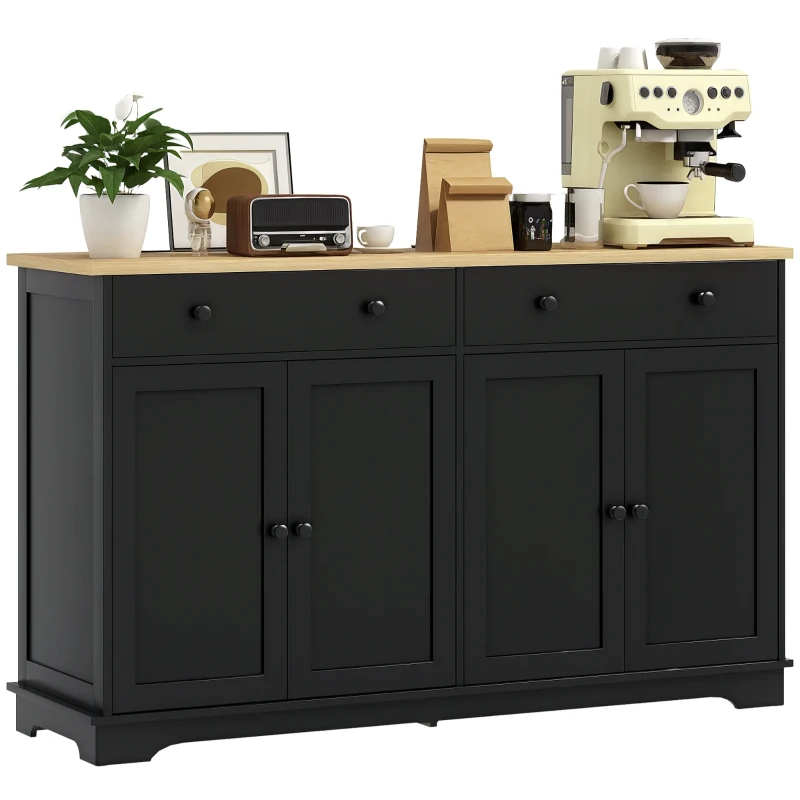 HOMCOM Modern Sideboard, Buffet Cabinet with Storage Drawers, Adjustable Shelves for Living Room, Dining Room, Entryway, Black