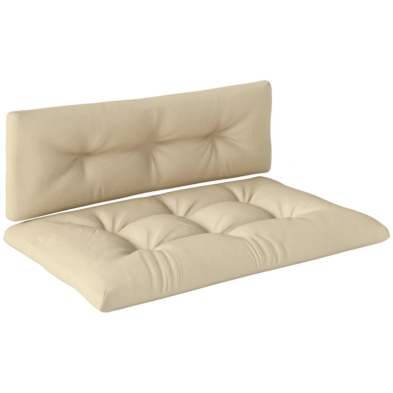 Outsunny 2-Piece Pallet Cushion Set, Outdoor 3.9" Thick Replacement Pallet Sofa Cushions, Tufted Replacement Pads for Garden Patio, Beige