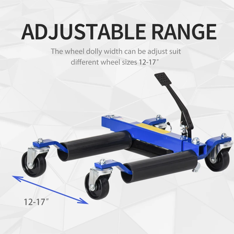 DURHAND Car Dolly Set of 2 with Foot Jack, 4 Wheel
