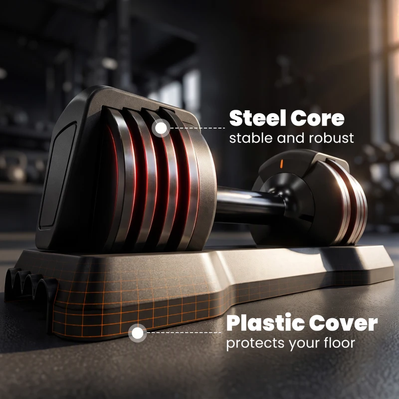 Soozier 5-25 lbs Adjustable Dumbbell Set of 2, 5-in-1 Dumbbell Weights with Quick-Dial System, Non-Slip Grip, Storage Tray