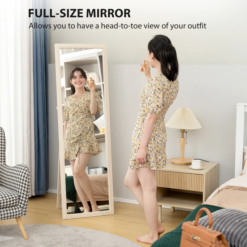 HOMCOM 64" x 21" Full Length Mirror, Standing, Wall-Mounted or Leaning Against Wall, for Bedroom, Living Room, White