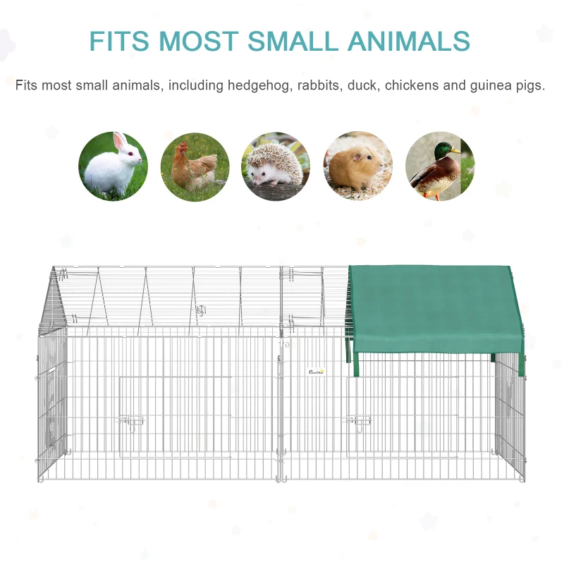 PawHut Metal Chicken Coop, 87" x 41" x 41" Chicken Run Pen for Yard with Cover, Portable Catio Poultry Cage Indoor Outdoor Backyard, Cat Cage for Rabbit, Duck, Hen, Small Animal, Chinchillas, Beige