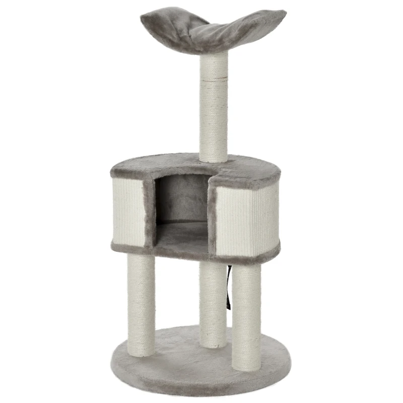 PawHut 43" Plush Cat Tree Activity Condo with Sisal Scratching Posts, Elevated Comfortable Perch, & Roomy Interior Area