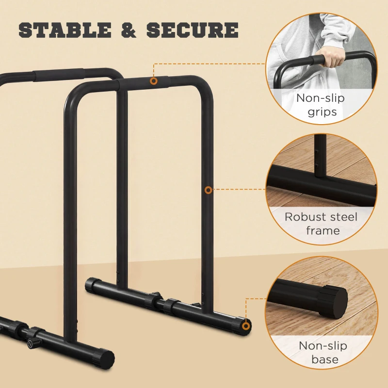 Soozier Adjustable Dip Station, Push Up Bars with 6 Width and 2 Height Levels for Home Gym Fitness Workout