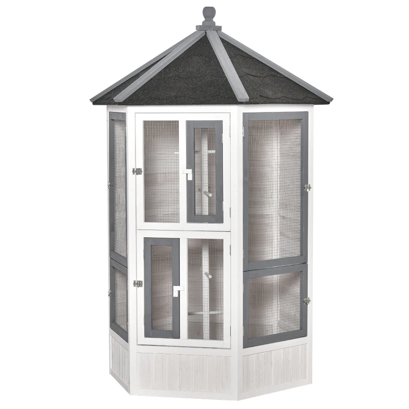 PawHut 72" Aviary Bird Cage, Includes Perches, Lockable Doors, Nesting Areas, Elegant Vintage Flight Enclosure Suitable for Small Parrots, Budgie, Canary, Cockatiel