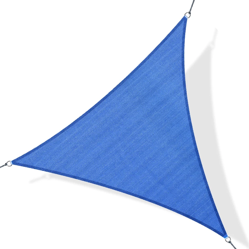 Outsunny Triangle 16.4' Canopy Sun Sail Shade Garden Cover UV Protector Outdoor Patio Lawn Shelter with Carrying Bag (Blue)