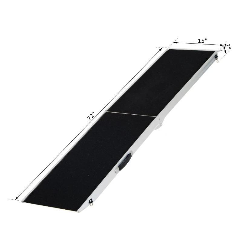 PawHut 72" Portable Bi-Fold Folding Vehicle Pet Ramp for Large Dog or Animals with Safety Lock & Convenient Carry Handle