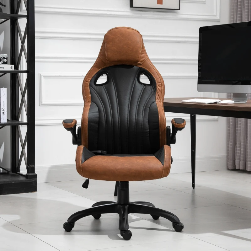 Vinsetto High Back Office Chair 6-Point Vibration Massage Chiar Faux Leather Task Chair Height Adjustable Padded Seat with Wheels
