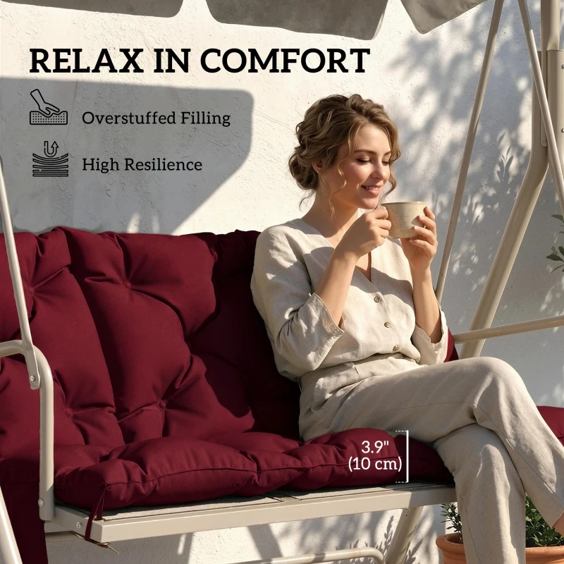 Outsunny Bench Cushion Water-Repellent Outdoor Furniture Pad Seater Swing Chair 59.1" x 39.4" Wine Red