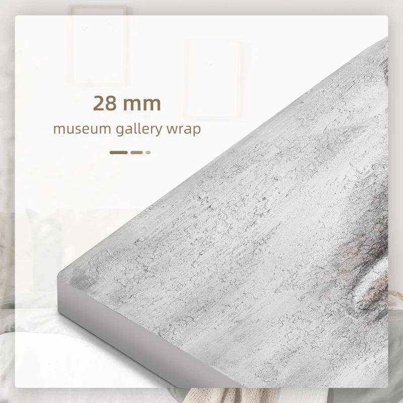 HOMCOM 2 Panel Elephant Art Hand-Painted Canvas Animal Wall Art Painting with Heavy Texture, for Living Room Bedroom Decor Grey, 47.25" x 47.25"