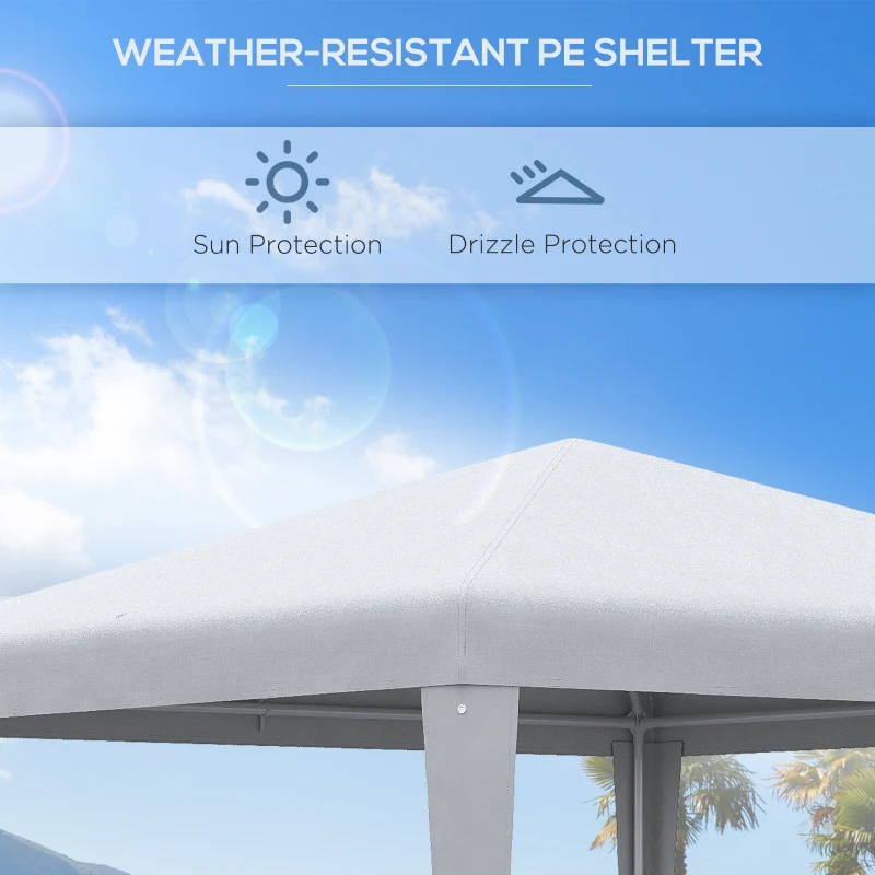 Outsunny 9' x 9' Portable Canopy Party Tent Gazebo Outdoor Sunshade for Weddings Parties with Dressed Legs, White