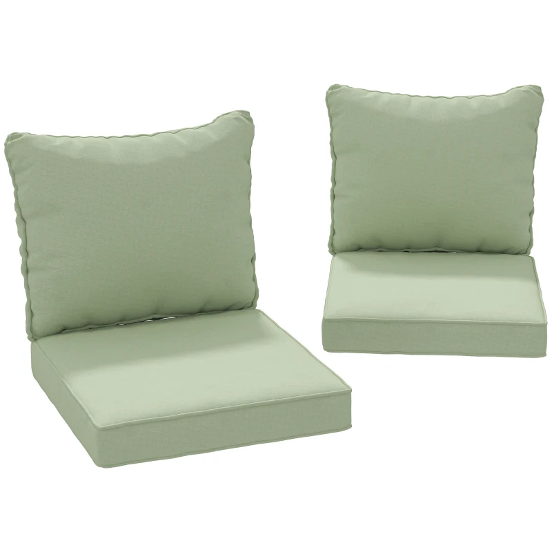 Outsunny 4-Piece Seat Cushion Pillows Replacement, Patio Chair Cushions Set with Back for Indoor Outdoor, Green