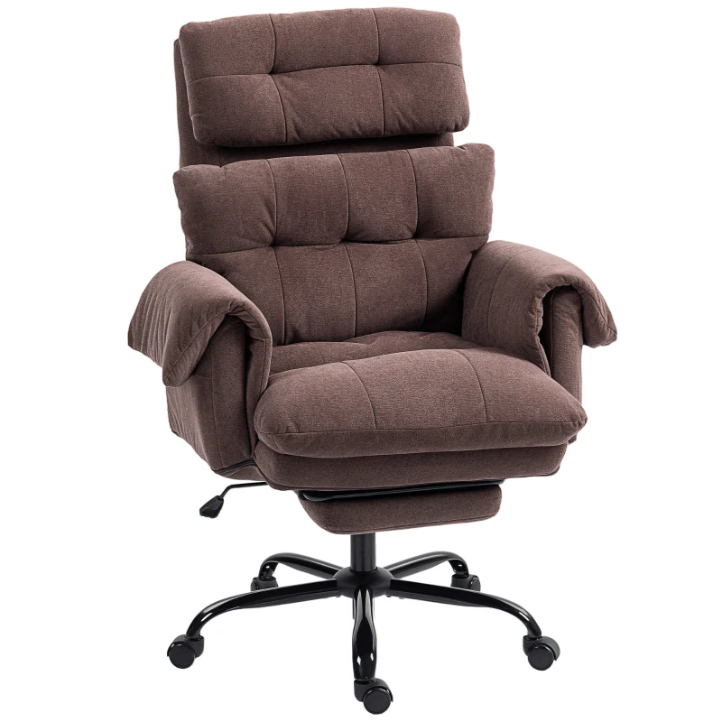 HOMCOM Reclining Executive Computer Desk Chair, Ergonomic Office Chair with Footrest and Thickly Padded, Coffee