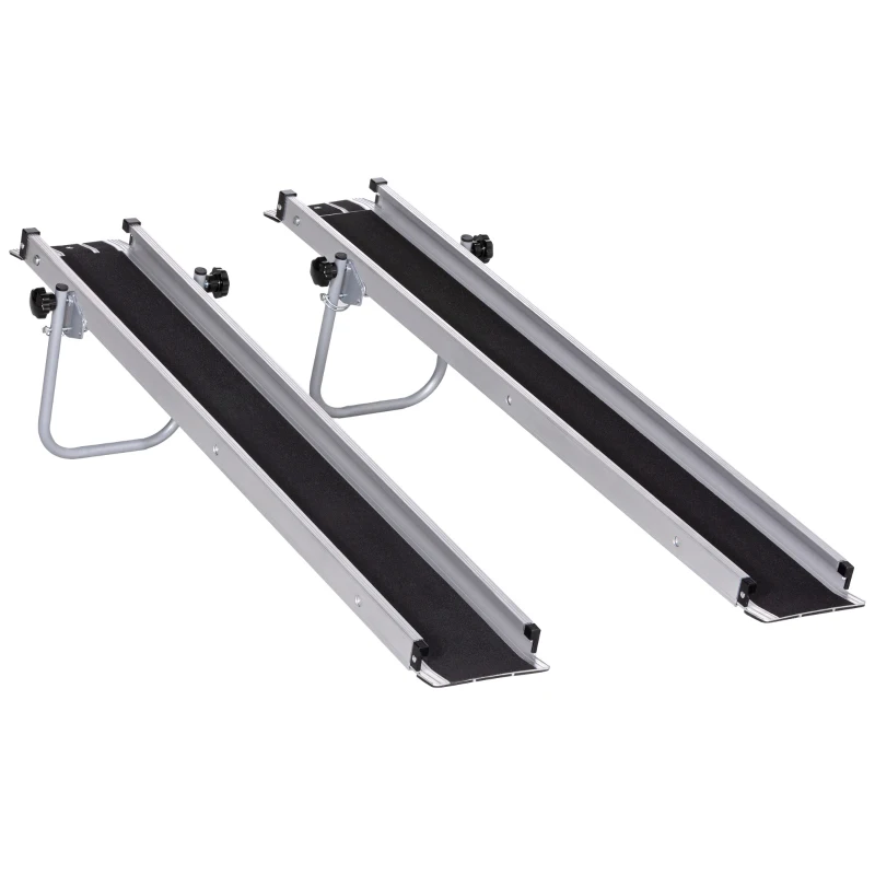 HOMCOM Telescopic Wheelchair Ramp, 8ft, 600 lbs, Aluminium Threshold Ramp, 2 Pack, for Home Steps, Mobility Scooters, Stairs