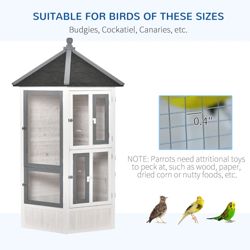 PawHut 72" Aviary Bird Cage, Includes Perches, Lockable Doors, Nesting Areas, Elegant Vintage Flight Enclosure Suitable for Small Parrots, Budgie, Canary, Cockatiel