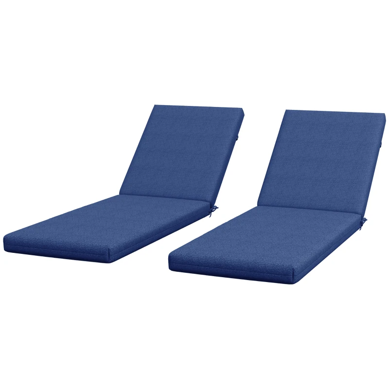 Outsunny 2-Piece Back and Seat Cushion Pillows Replacement, Patio Chair Cushions Set with Ties for Indoor Outdoor, Blue
