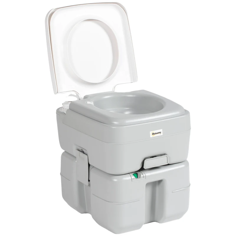 Outsunny Porta Potty, 5.3 Gallon Portable Toilet with Level Indicator and Anti-Leak Pump for Camping, Boating, Hiking, Travel, RV