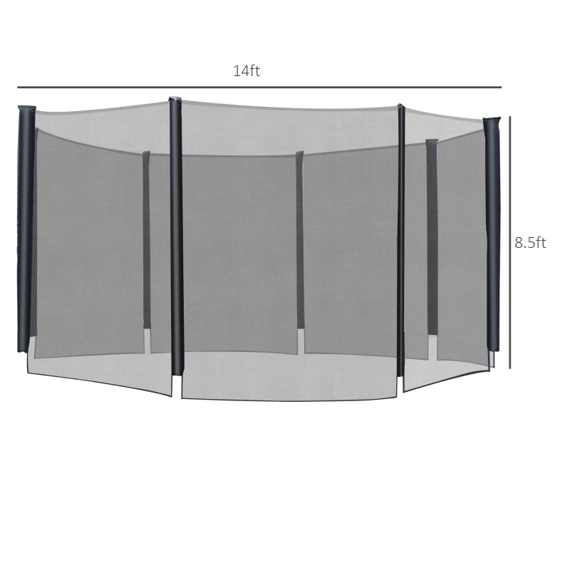 Soozier 14 FT Trampoline Net Enclosure Trampolining Bounce Safety Accessories w/ 8 Poles Net Enclosure Only, Black