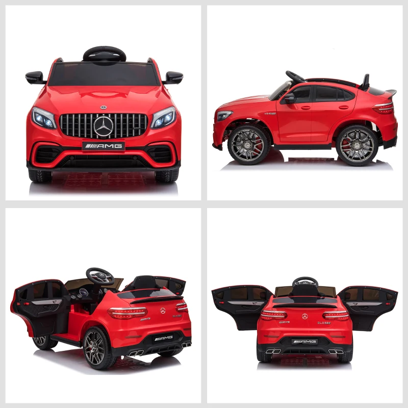 Aosom 12V/7AH Kids Ride on Car, Mercedes Benz AMG GLC63S Coupe, Electric Car with Remote Control, Handle, 2 Speed, with Music, Electric Light, Easy to Move, Red