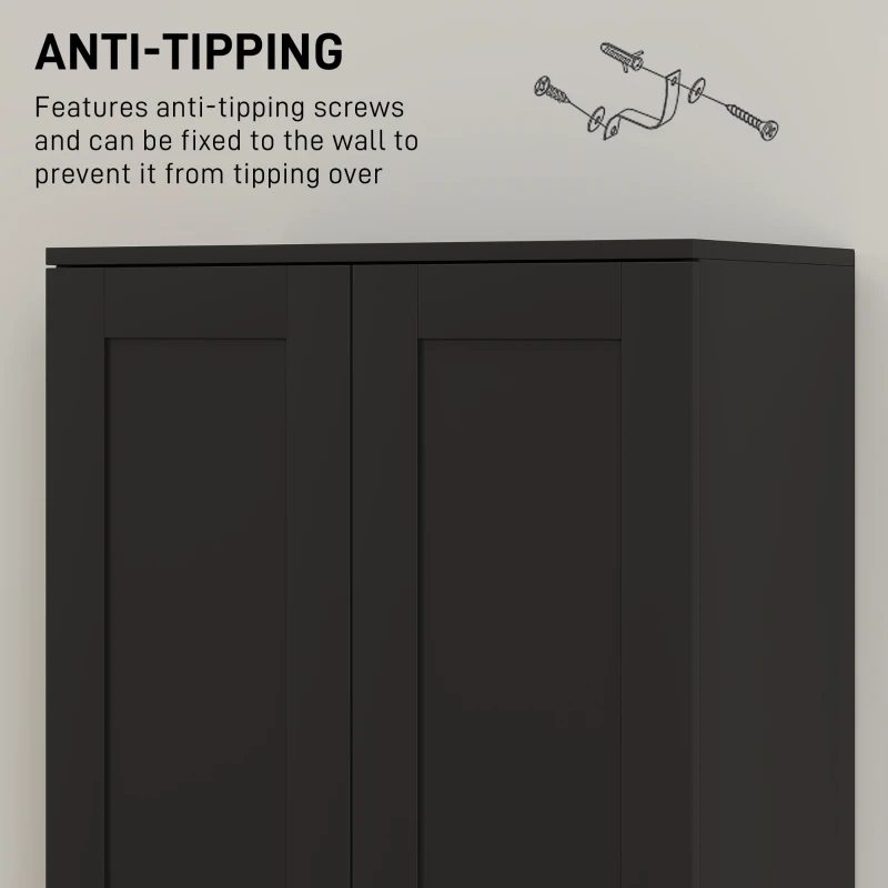 HOMCOM 69" Tall Pantry Cabinet with Adjustable Shelves, Modern Kitchen Pantry Cabinet with Soft Close Doors, Black