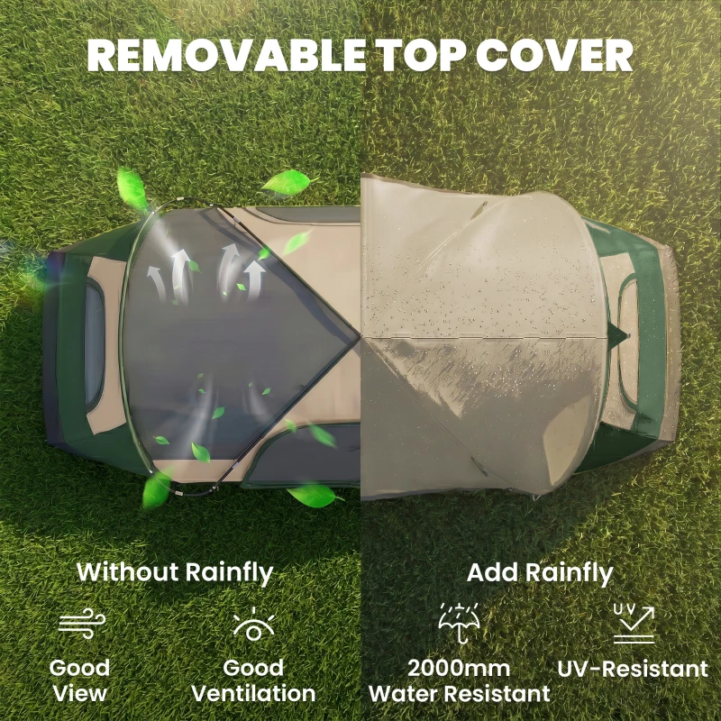 Outsunny Camping Tent for 6 Man with 2000mm Waterproof Rainfly and Carry Bag for Fishing Hiking Festival, Dark Green