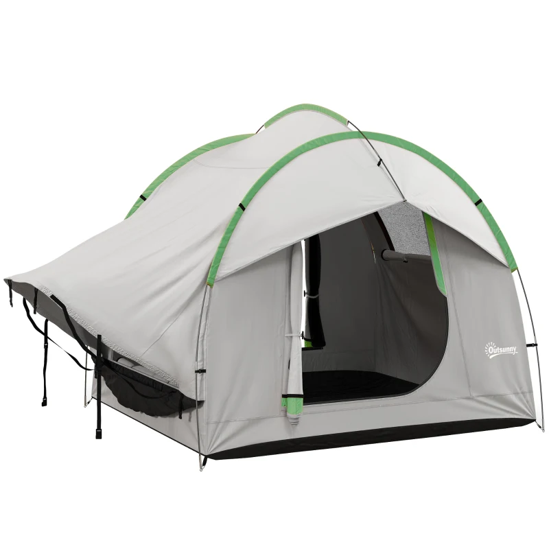 Outsunny 2000mm Waterproof SUV Tent, Car Tent with 3 Doors and Mesh Window, for 5-6 Person Camping Travel, Grey and Green