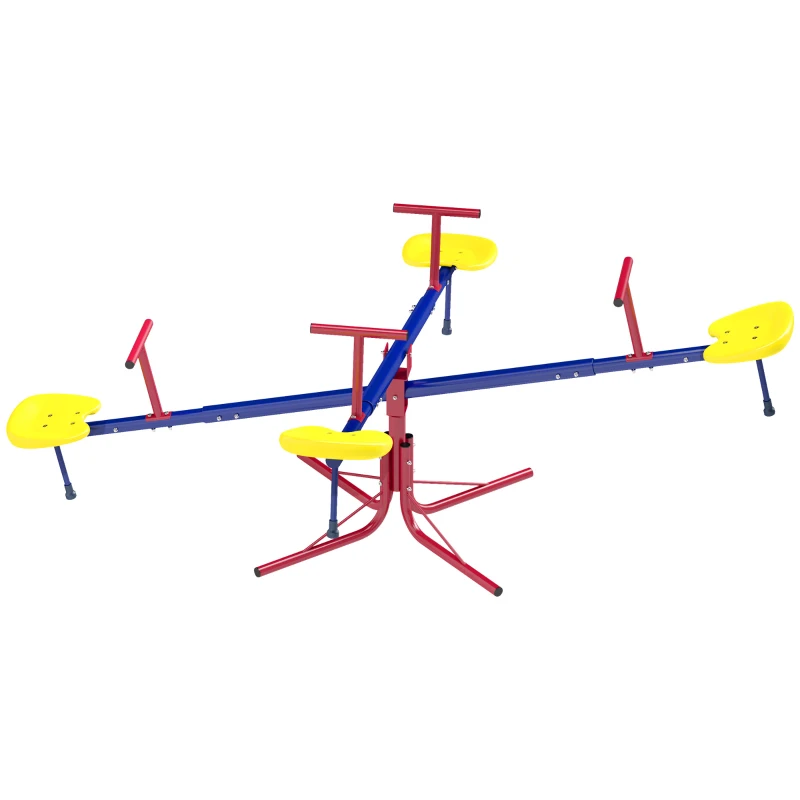 Outsunny Kids Metal Seesaw Teeter Totter Children's Playground Equipment for Garden Outdoor Indoor Swing, 4 Seats
