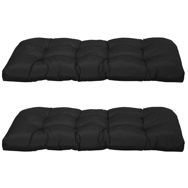 Outsunny Set of 2 Patio Bench Replacement Cushions, 2 Seater Outdoor Loveseat Cushion Seat Pad, 43" x 19" x 3", Black