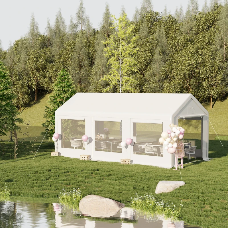 Outsunny 20' x 10' Party Tent Canopy, Gazebo Tent with 6 Removable Side Walls and Windows for Outdoor Event, White