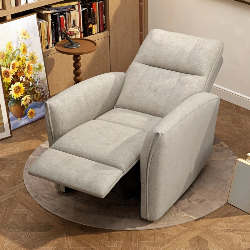 HOMCOM Power Recliner Chair, Dyed Fabric (Like Leathaire) Upholstered Recliner Chair with USB Ports, Footrest, Beige