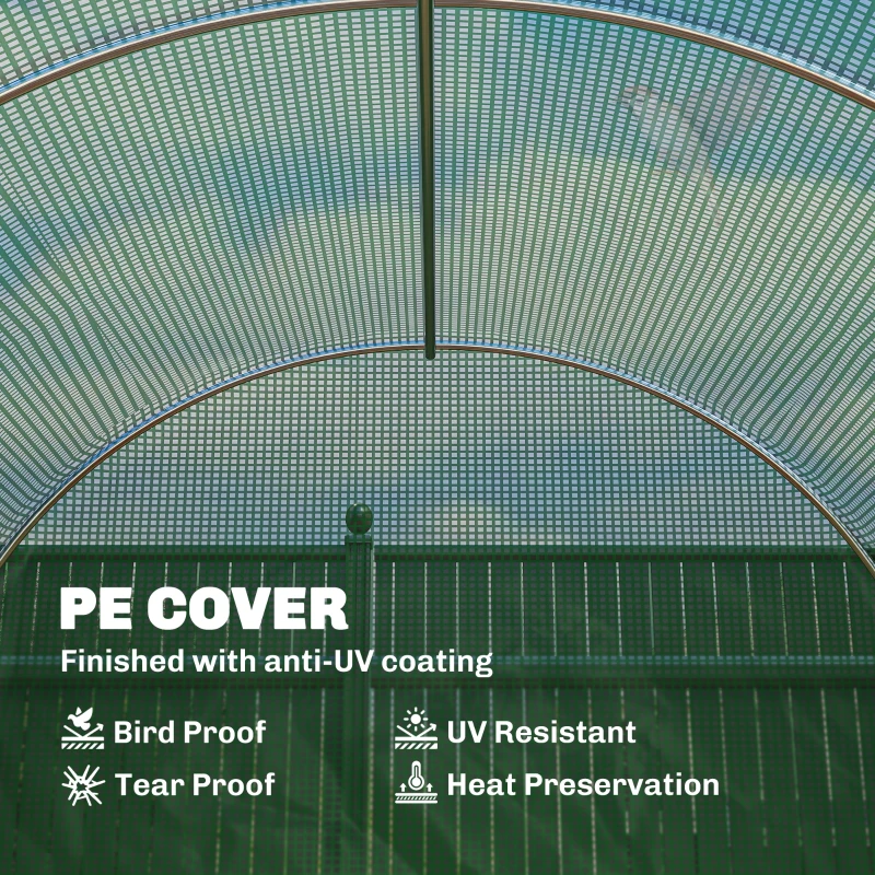 Outsunny 13' x 6' x 6' Outdoor Walk-in Tunnel Greenhouse Portable Plant Gardening Warm House with PE Cover Green