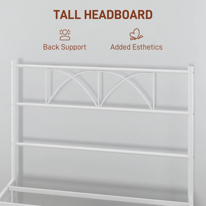 HOMCOM Metal Twin Platform Bed Frame with Headboard, Steel Slat Support, Underbed Storage, No Box Spring Needed, Easy Assembly