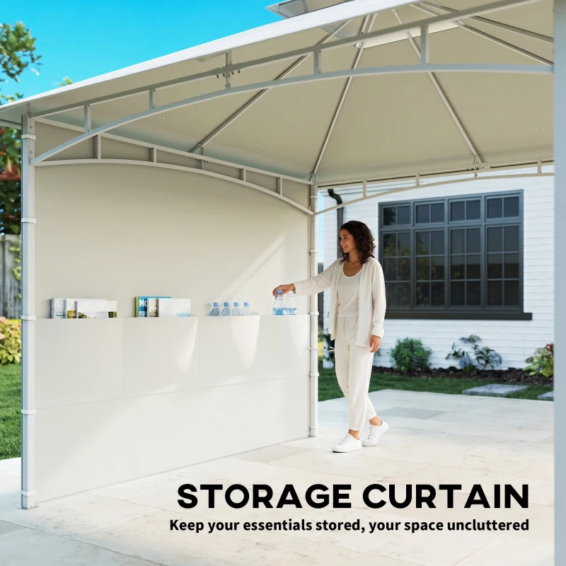 Outsunny 10' x 10' Patio Gazebo, Double Roof Outdoor Gazebo Canopy Shelter with Storage, Hook, Metal Frame, Cream White