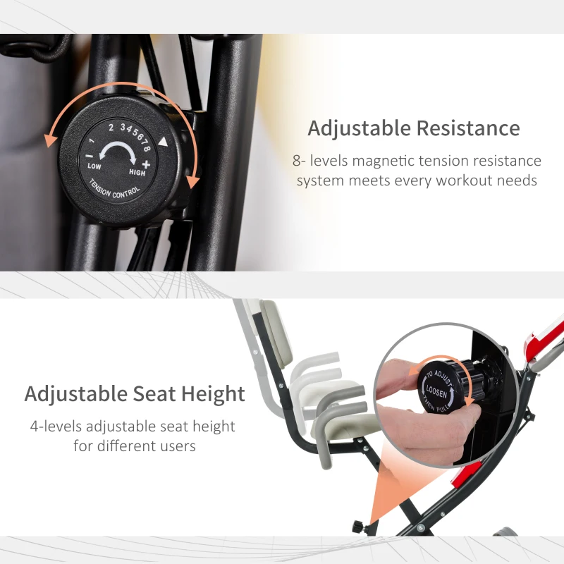 Soozier 2 in 1 Exercise Bike with Arm Resistance Bands for Upright and Recumbent Cycling