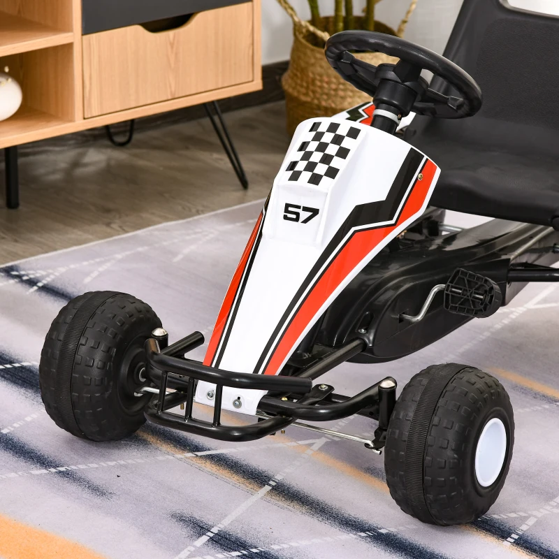 Aosom Kids Pedal Go Kart Children Racing Style Ride on Car with Adjustable Seat, Plastic Wheels, Handbrake and Shift Lever for 3-6 Years Old