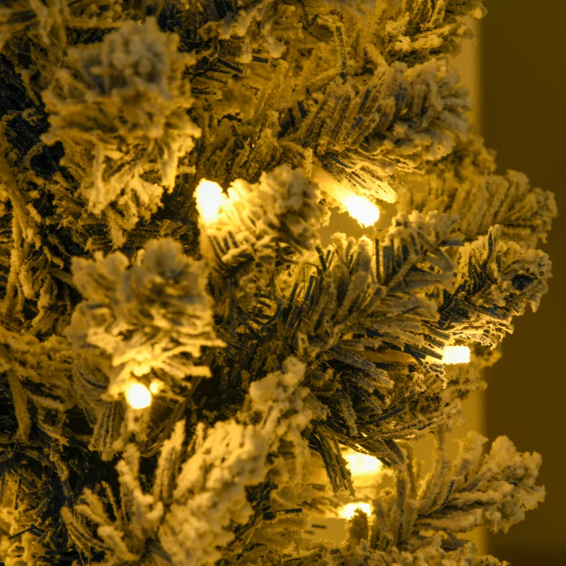 HOMCOM 6' Flocked Christmas Trees, Pencil Prelit Artificial Christmas Tree with Snow Branches, Blue