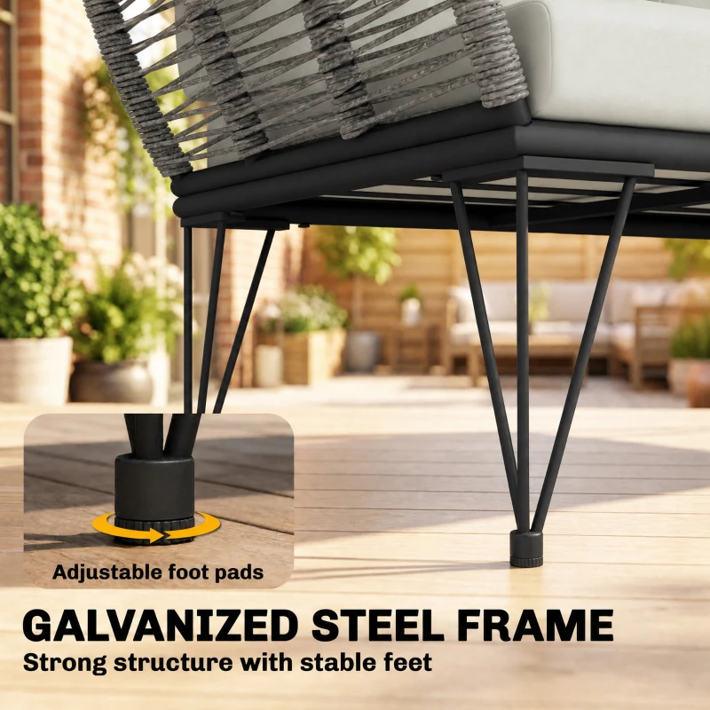 Outsunny Outdoor Couch Patio Sofa with Cushions, 2 Seater Patio Furniture Loveseat with Galvanized Steel Frame, Light Grey