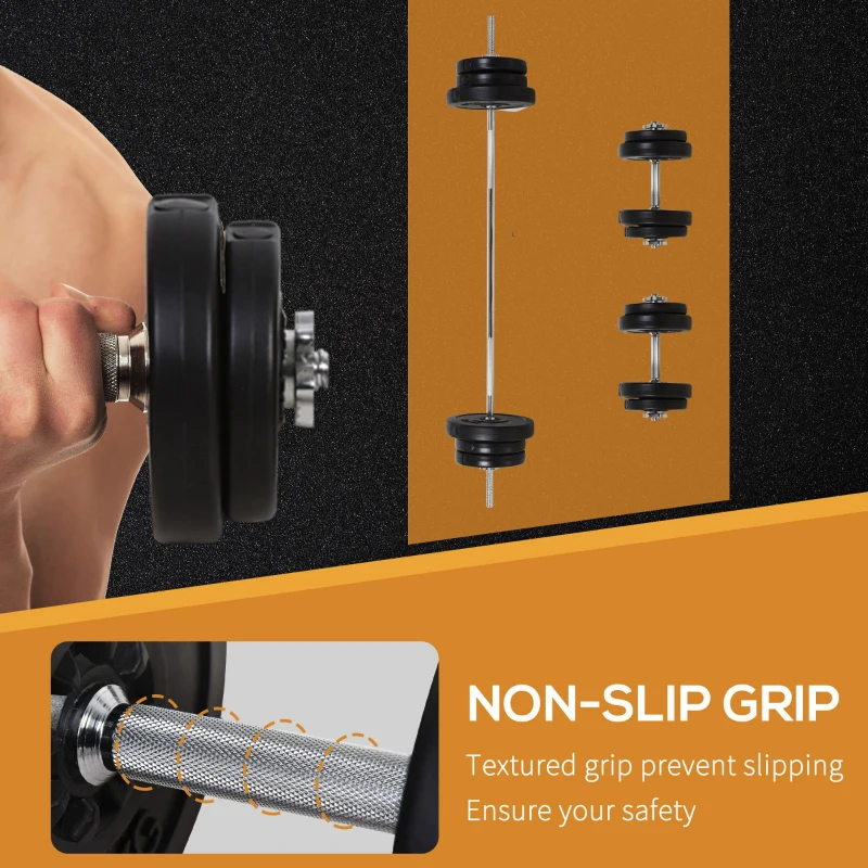 Soozier 145lbs Dumbbell & Barbell Adjustable Set Plate Bar Clamp Rod Home Gym Sports Area Exercise