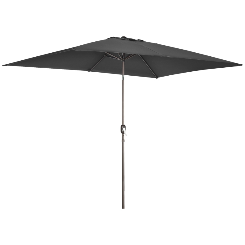 Outsunny 6.5x10ft Patio Umbrella, Rectangle Market Umbrella, Black