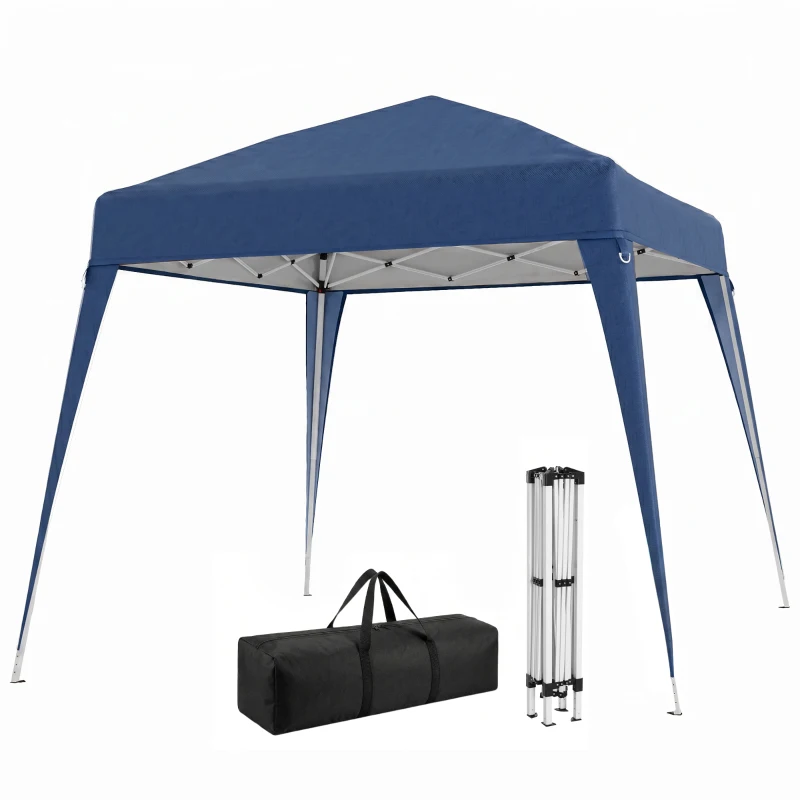 Outsunny 8' x 8' Pop Up Canopy, Outdoor Folding Tent, Portable Party Tent with Carrying Bag for Camping, Party, Picnic, Blue