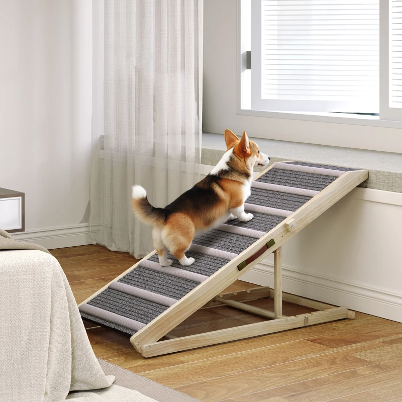 PawHut Dog Ramp for Couch, Foldable Pet Ramp for Small to Large Dog, 4 Adjustable Height from 16" to 23.5"