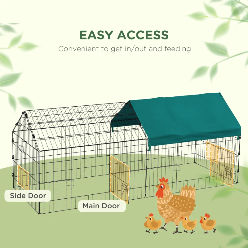 PawHut 73" Small Animal Cage with Roof, Indoor/Outdoor Use,  for Chicken, Rabbits, Chinchillas, Green