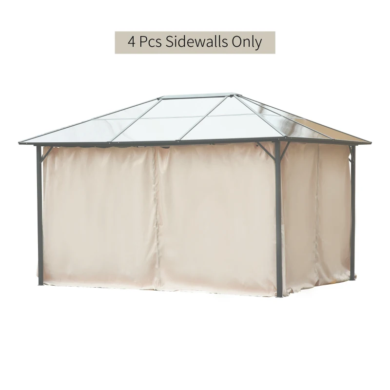 Outsunny Gazebo Curtains, 10' x 12' Universal Replacement Privacy Curtain, 4-Panels Sidewall with Hooks/C-Rings, Beige