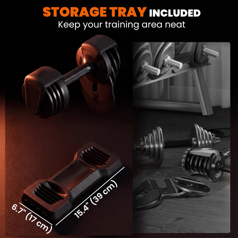 Soozier 5-25 lbs Adjustable Dumbbell Set of 2, 5-in-1 Dumbbell Weights with Quick-Dial System, Non-Slip Grip, Storage Tray