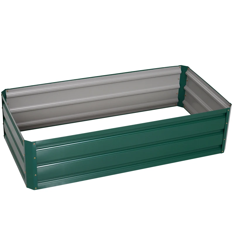 Outsunny 4' x 2' x 1' Galvanized Raised Garden Bed, Metal Garden Box with Open Bottom, Easy Assembly Outdoor Planter Box for Vegetables Flowers Herbs, Green