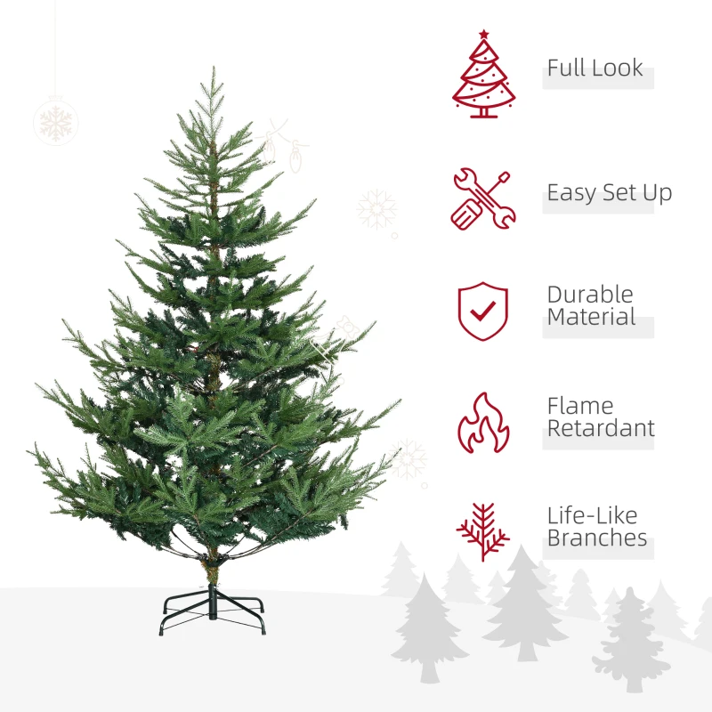 HOMCOM 6ft Artificial Christmas Tree with Metal Base, Xmas Tree